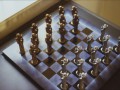 Dame-Spiel Holz, Porzelin, Gold und Silber patiniert